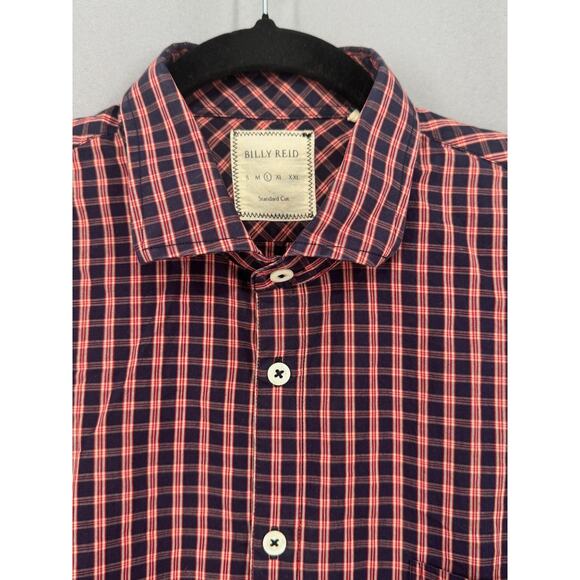 Billy Reid Shirt Mens Large Blue Red Plaid Long Sleeve Button Up Standard Cut - Picture 3 of 11